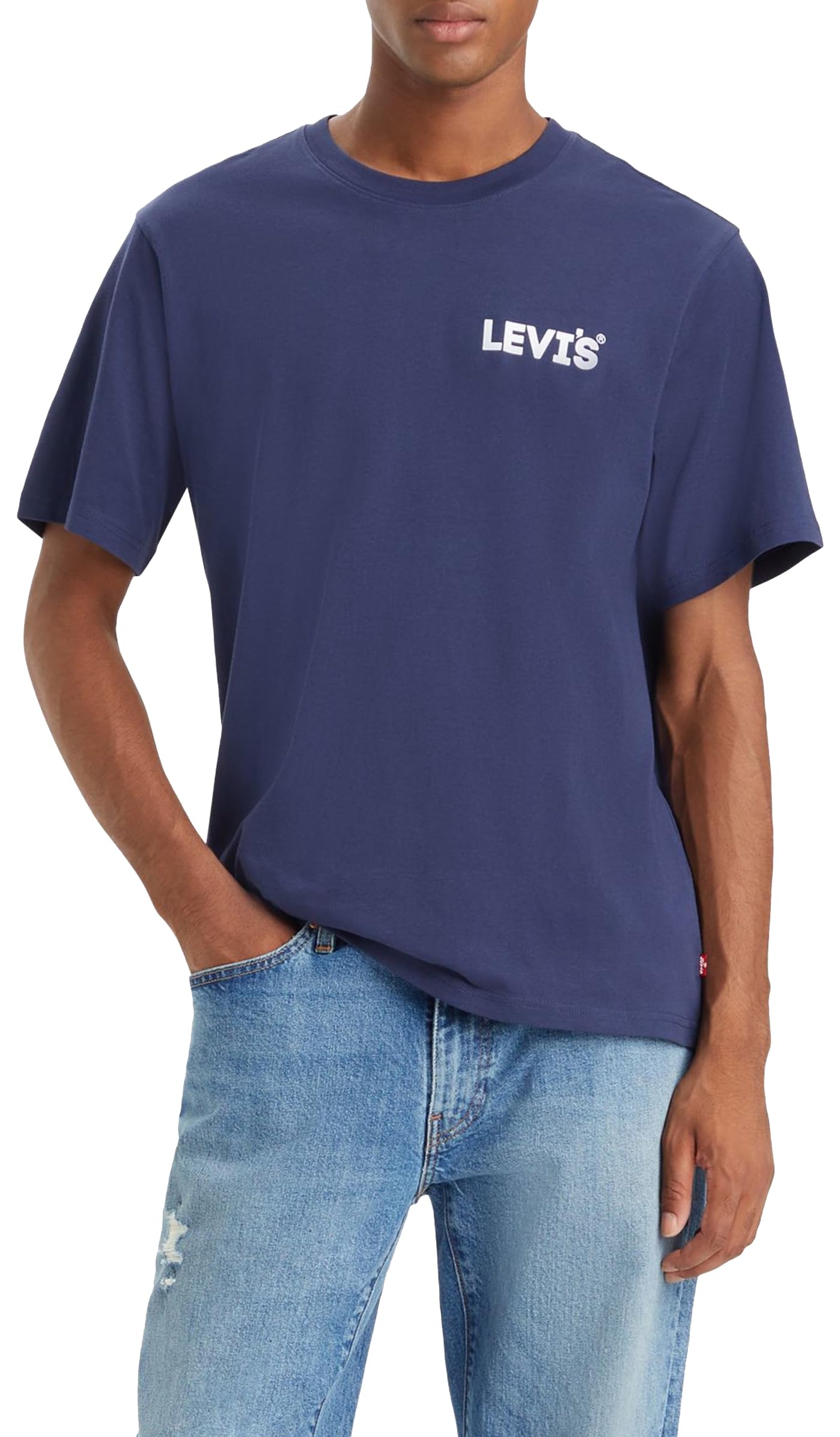 Levi's Men's Ss Relaxed Fit Tee T-Shirt, Headline Logo Nava, S