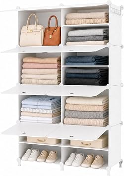 8 Cube Storage Unit with Doors, Storage Cubes for Clothes Storage