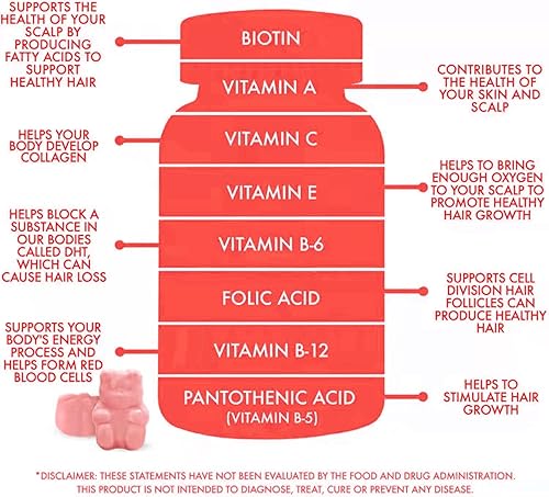 Miniatura 7 de Gomitas de colágeno de 5000 mg, para el crecimiento del cabello, la piel y las uñas. para mujeres y hombres. con vitamina E y A. 100% vegano, sin