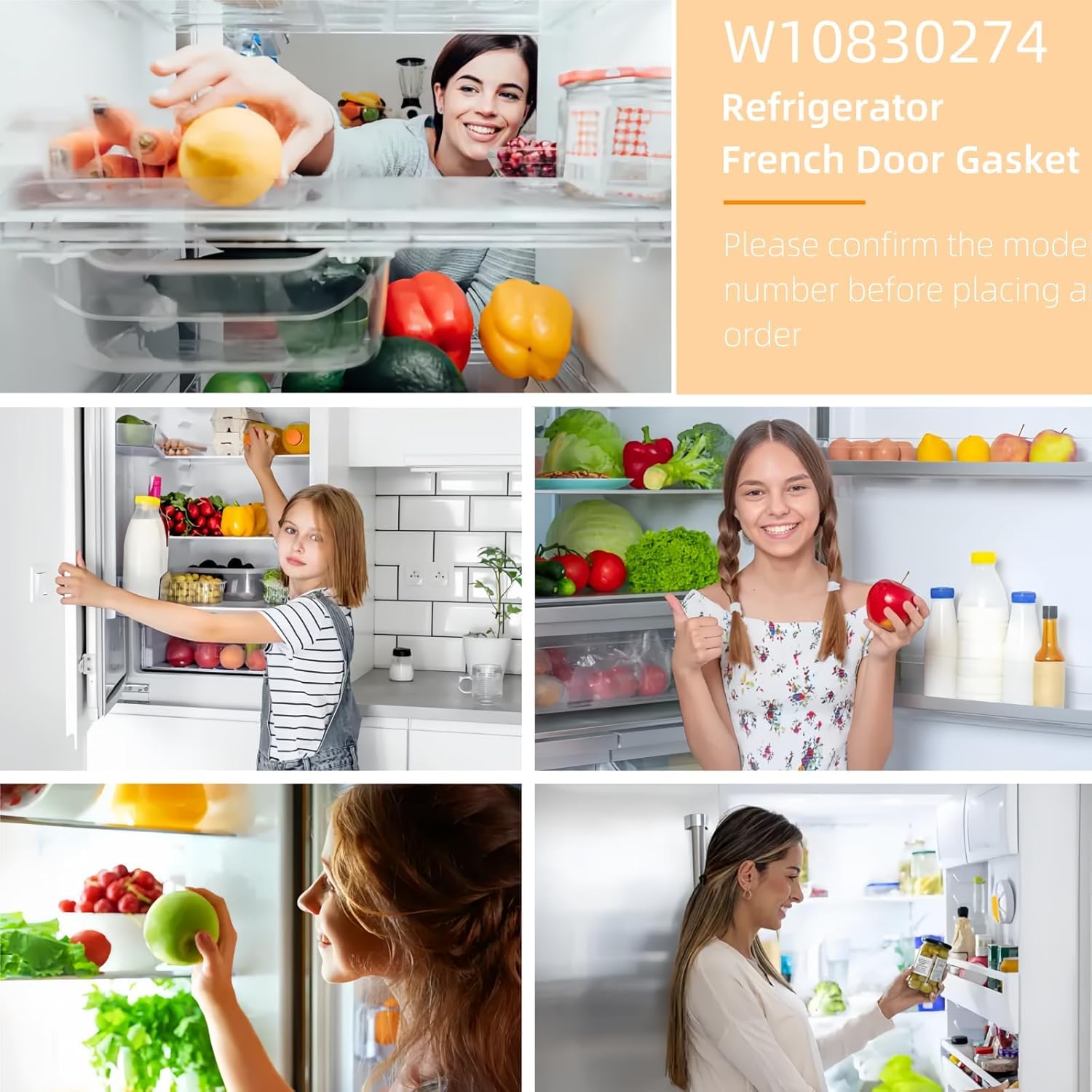 W10830162 Refrigerator French door gasket is suitable for Whirlpool refrigerator door gasket replacement, part number W10830162 AP6027233 W10571956 W10443225 12723206AP 4458813 PS11759515 (2pack)