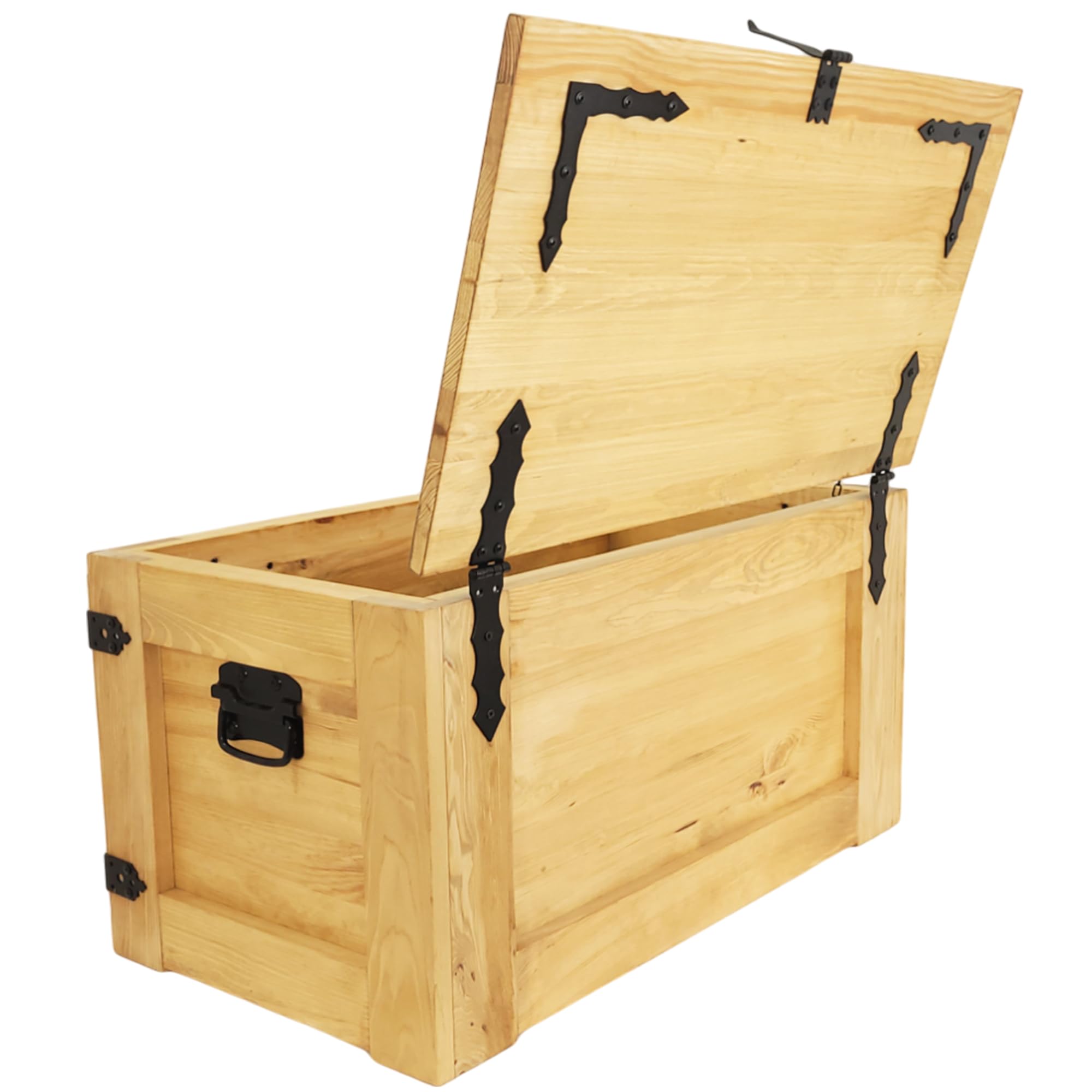 weeco Rustikale Aufbewahrungstruhe holz - Holztruhe XL - Holzkoffer deko - Holz-Kiste massiv shabby chic vintage