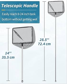 2 Pieces Fish Tank Net Aquarium Mesh Fish Net Long Handle Fish Net With Extendable 12.5-27.5 Inch Stainless Steel Catch Nets For Fish Tank Aquarium Accessories (4 Inch, 6 Inch