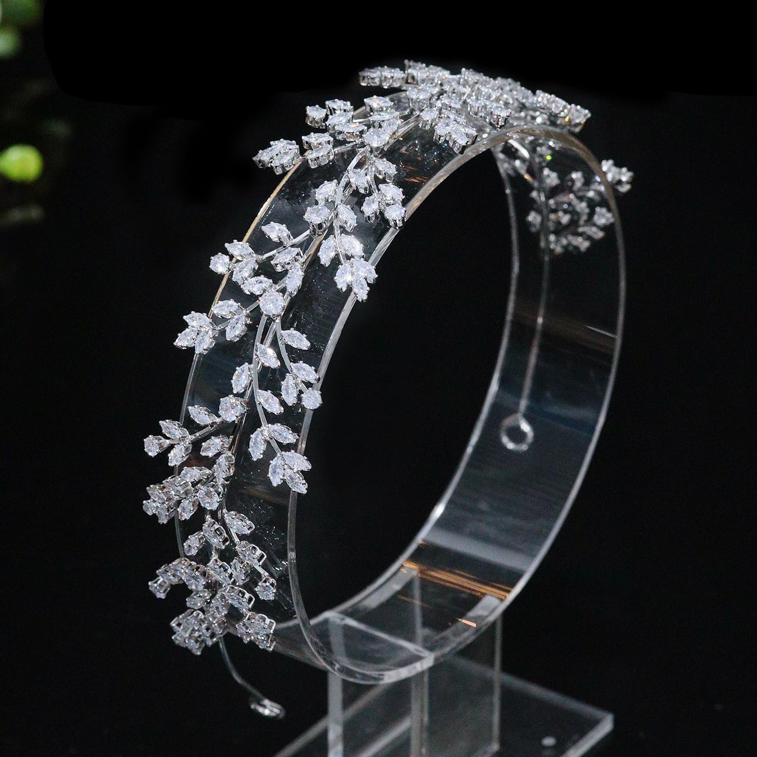 Jorsnovs Diadema de circonita cúbica brillante, tiaras de boda, novia, diadema de circonita cúbica dulce de 16 princesas, tocados de concurso, joyería para el cabello, regalo para mujeres