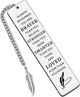 HULALA Inspirational Gifts for Women Men Stainless Steel Bookmark for Book Lover Student Friends Daughter Son Birthday Graduation Christmas Gifts Always Remember You are Braver