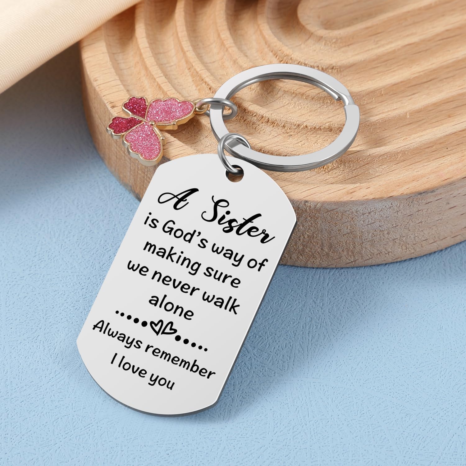 Gift for Sister, Sister Birthday Christmas Valentines Day Gifts keychain from Brother - Image 3