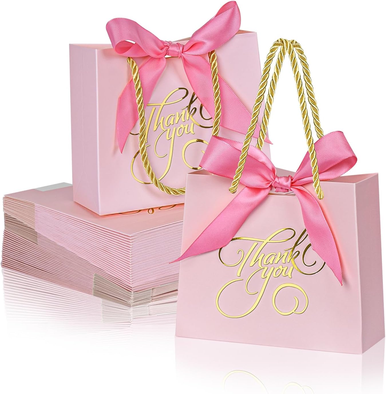 DECHISY 50Pack Small Thank You Bags with Handle Bulk,5.5x 2.5x4.7 Inch Thank You