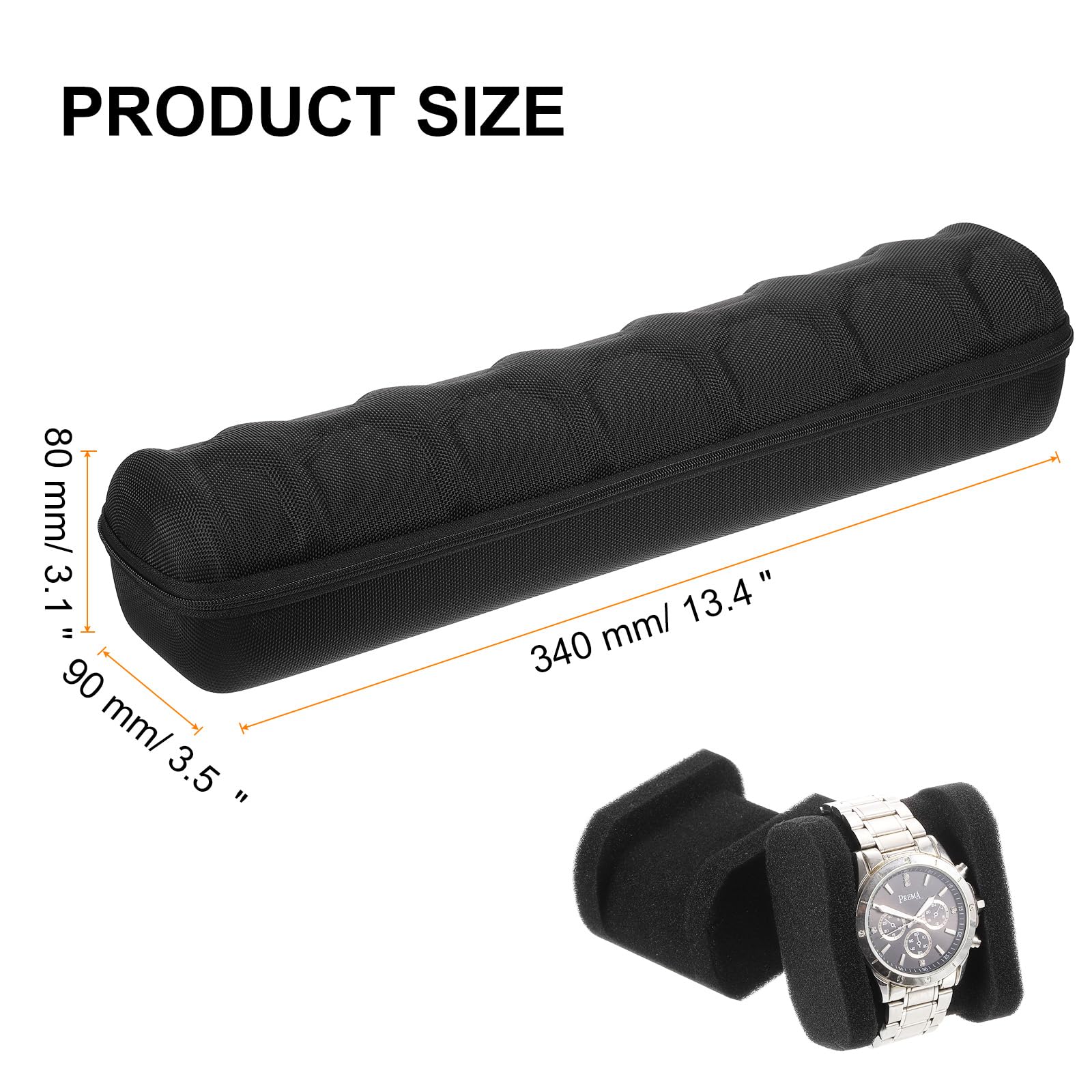 uxcell Custodia rigida da viaggio per orologi con 6 scomparti, organizer per uomini e donne, con morbido cuscino, per la maggior parte degli orologi e orologi intelligenti fino a 40 mm, nero