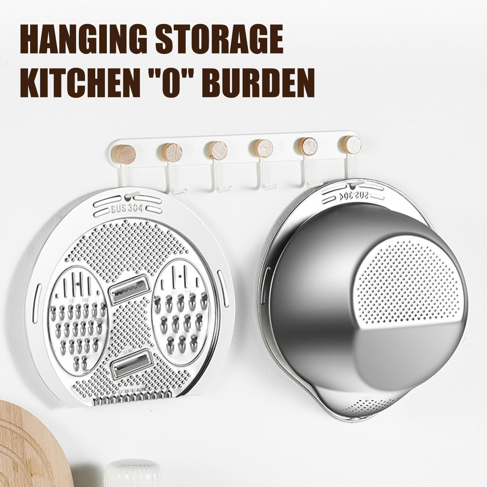 Modern Homes Kitchen Tool - Lavadora de arroz, colador de acero con rallador para drenar agua, cortar y rebanar, triturar arroz