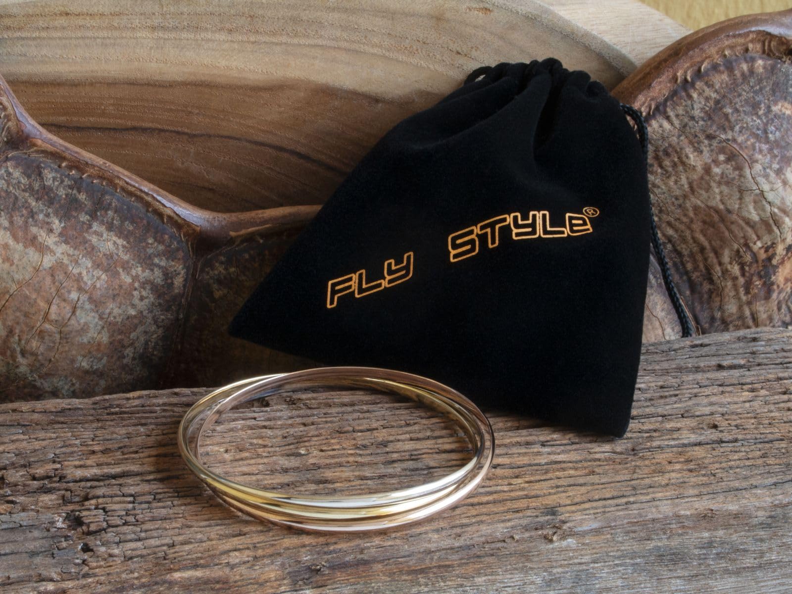 Fly Style Armreif aus Silber 925 - Elegant Armband - Silber und Tricolor Vergoldet - Minimalistisch Damen Armspange
