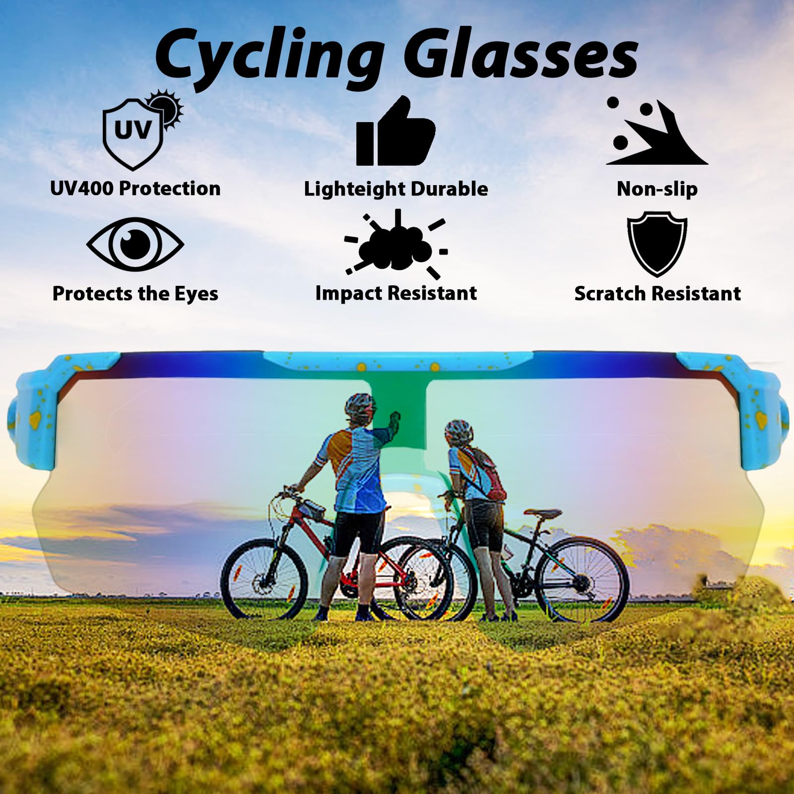 Carreuty 2 Pcs Cycling Glasses, UV400 Protection Polarized Sports Sunglasses for Men & Women - Image 4