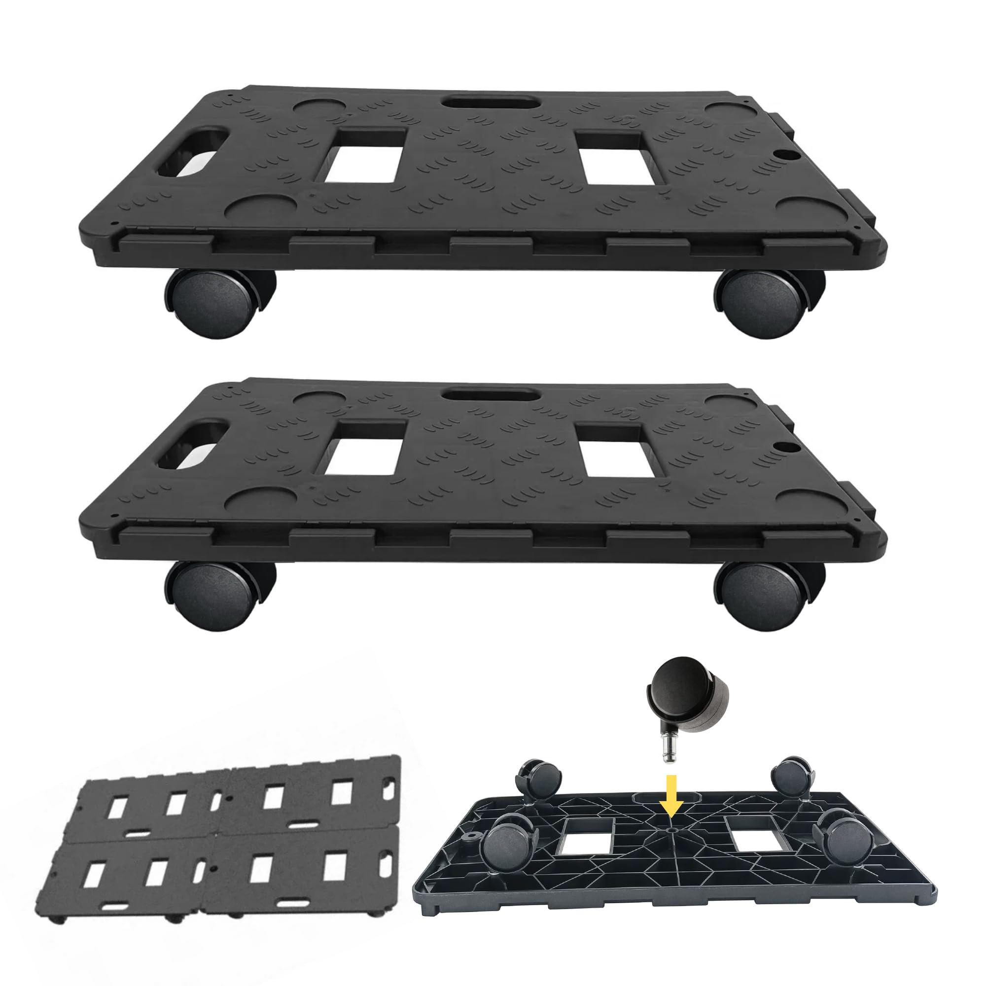 Furniture Dolly, 2 Pack Moving Dolly Connectable, 24.6in-12.4in 440 Lbs Capacity, Furniture Movers 5 Wheels Heavy Duty, Small Flat Dolly Cart,