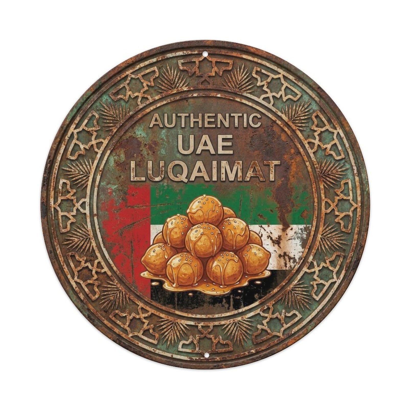 UAE Travel Luqaimat Emirati Dessert Cuisine Metal Tin Sign