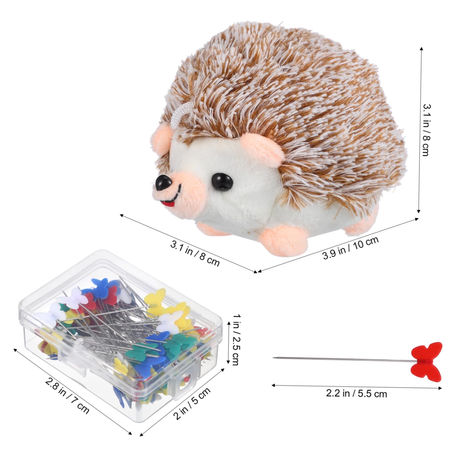 HOMSFOU 5 Series Alfileteros De Bricolaje con Alfileres Y Cojín De Erizo Alfileres Rectos para Manualidades Y Accesorios Prácticos 100 Piezas X 5
