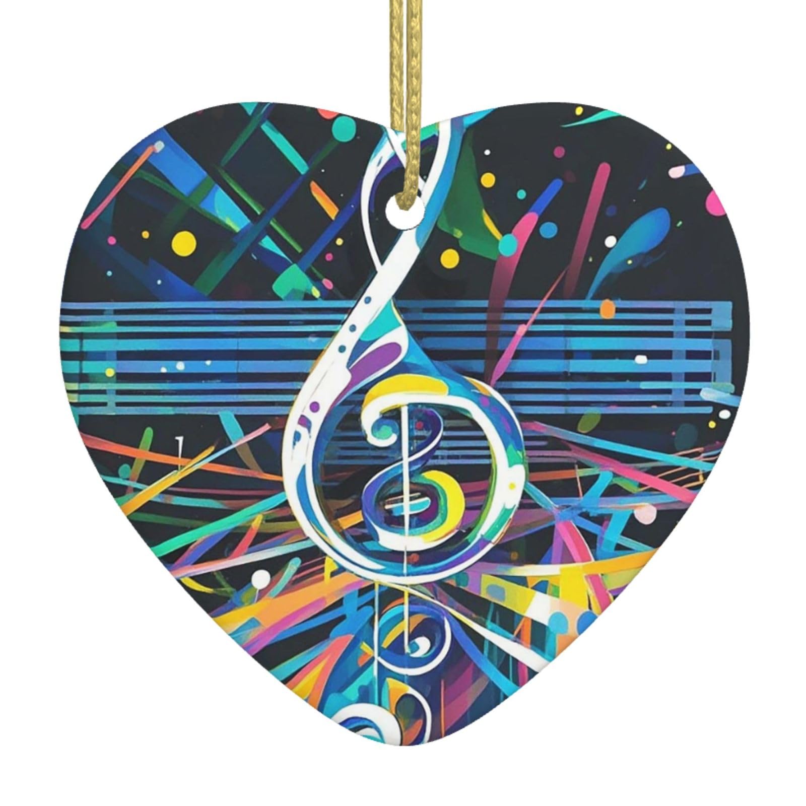 Xopekvlawm Abstract Music Themed Christmas Ornaments 2025 Heart Ceramic Hanging Ornament Personalized Keepsake Christmas Ornaments For Christmas Tree Party Holiday Decorations Birthday Xmas Gifts