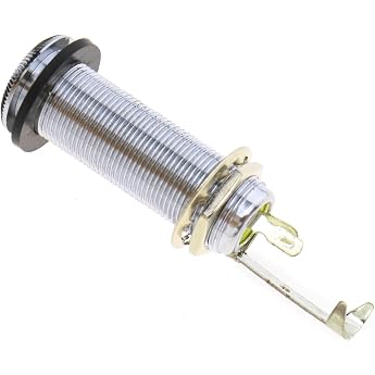 D2D Guitar Long Jack Socket Output Stereo Barrel Jack Plug Socket for Bass Electric Guitar in Silver