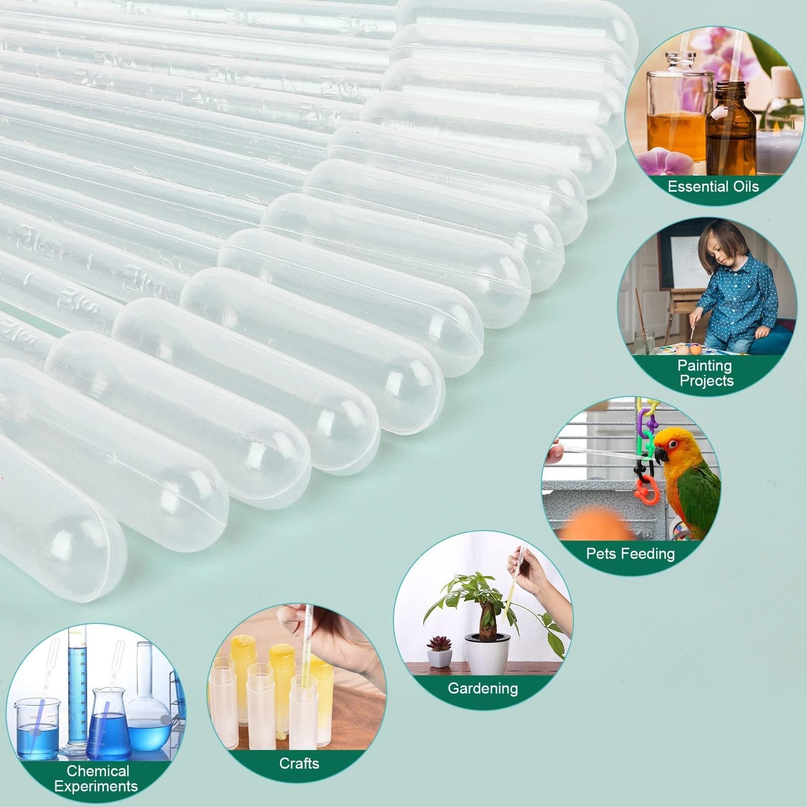 100 Pezzi Pipette In Plastica 5ML, Contagocce Usa E Getta Per Oli Essenziali, Uso Domestico, Lezioni Di Scienze, Esperimenti Di Laboratorio, Arte Fai-da-te, 1-5ml(5ML)