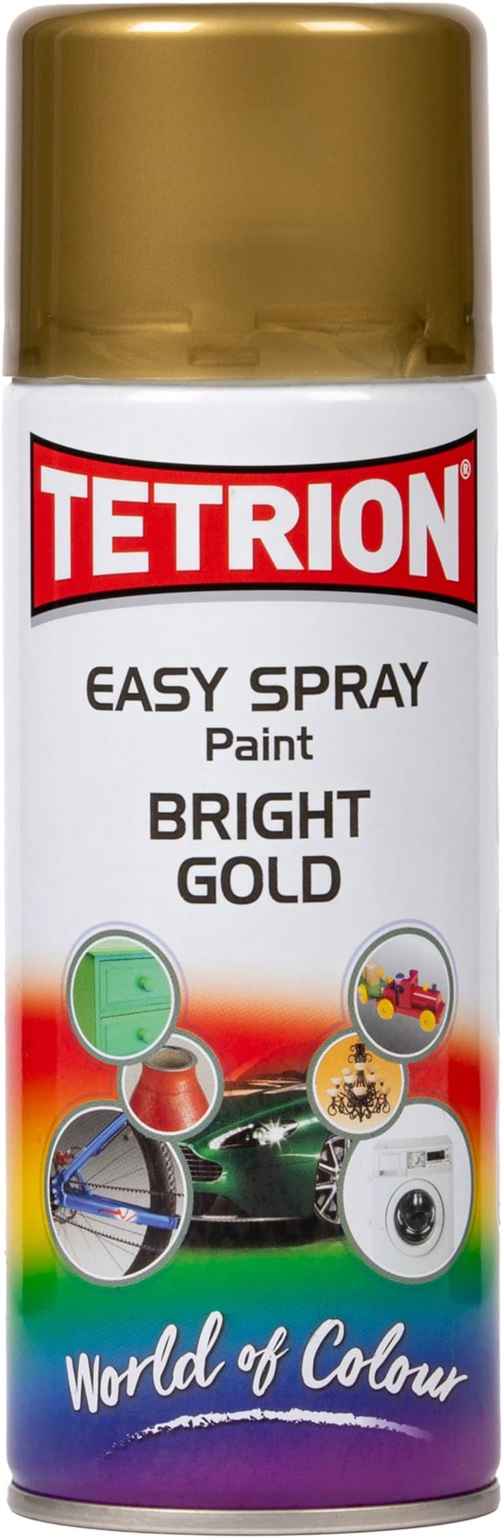 Bright Gold Spray Paint 400ml - High Visibility Quick-Drying Aerosol for Wood, Metal, Ceramic, Plastic Surfaces