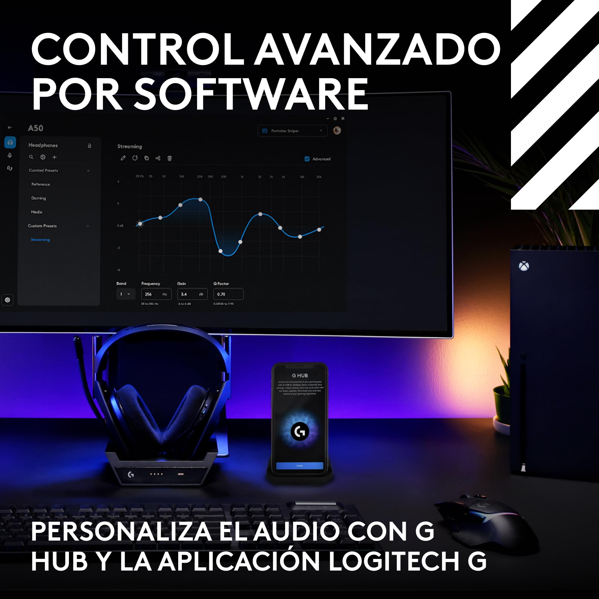 Logitech G Astro A50 Lightspeed Auriculares inalámbricos para Gaming + Base (5.ª Gen), Pro-G Graphene, Cambio Entre 3 Sistemas, USB-C, Xbox, PS5, PC, Nintendo Switch, Switch 2, Bluetooth - Negro