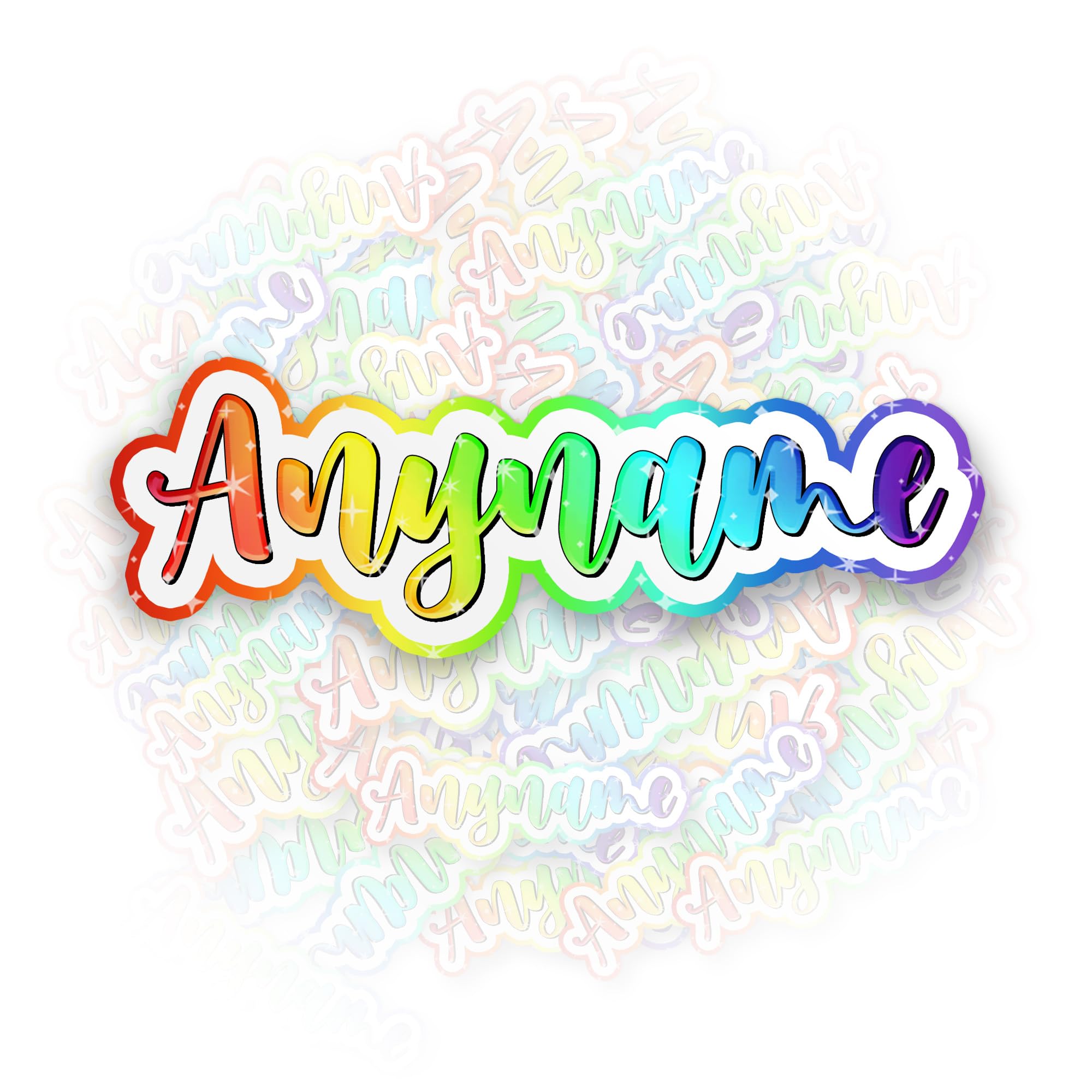 Custom Rainbow Sparkle Name Sticker Personalized Name Decal Stickers Cute Gifts Waterproof Vinyl Sticker for Laptop, Water Bottles, Phone, Kindle
