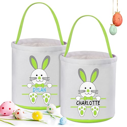 Miniatura 6 de Cesta de Pascua personalizada, 2 unidades, cesta de Pascua con nombre, cestas de Pascua para niños, cesta de conejo de Pascua, cesta de Pascua con