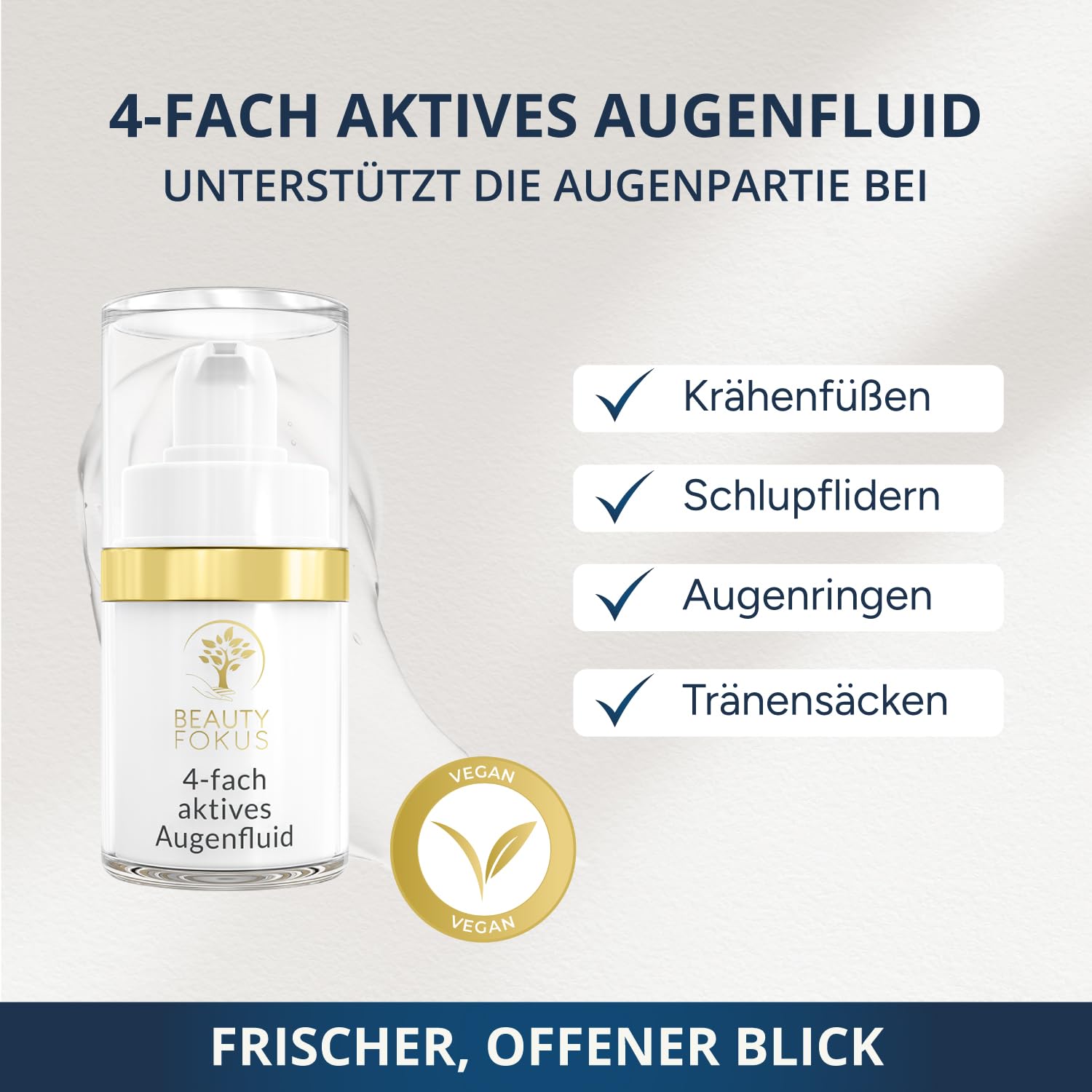 4-fach Augenfluid Augenringe Tränensäcke Hyaluron Koffein 15 ml