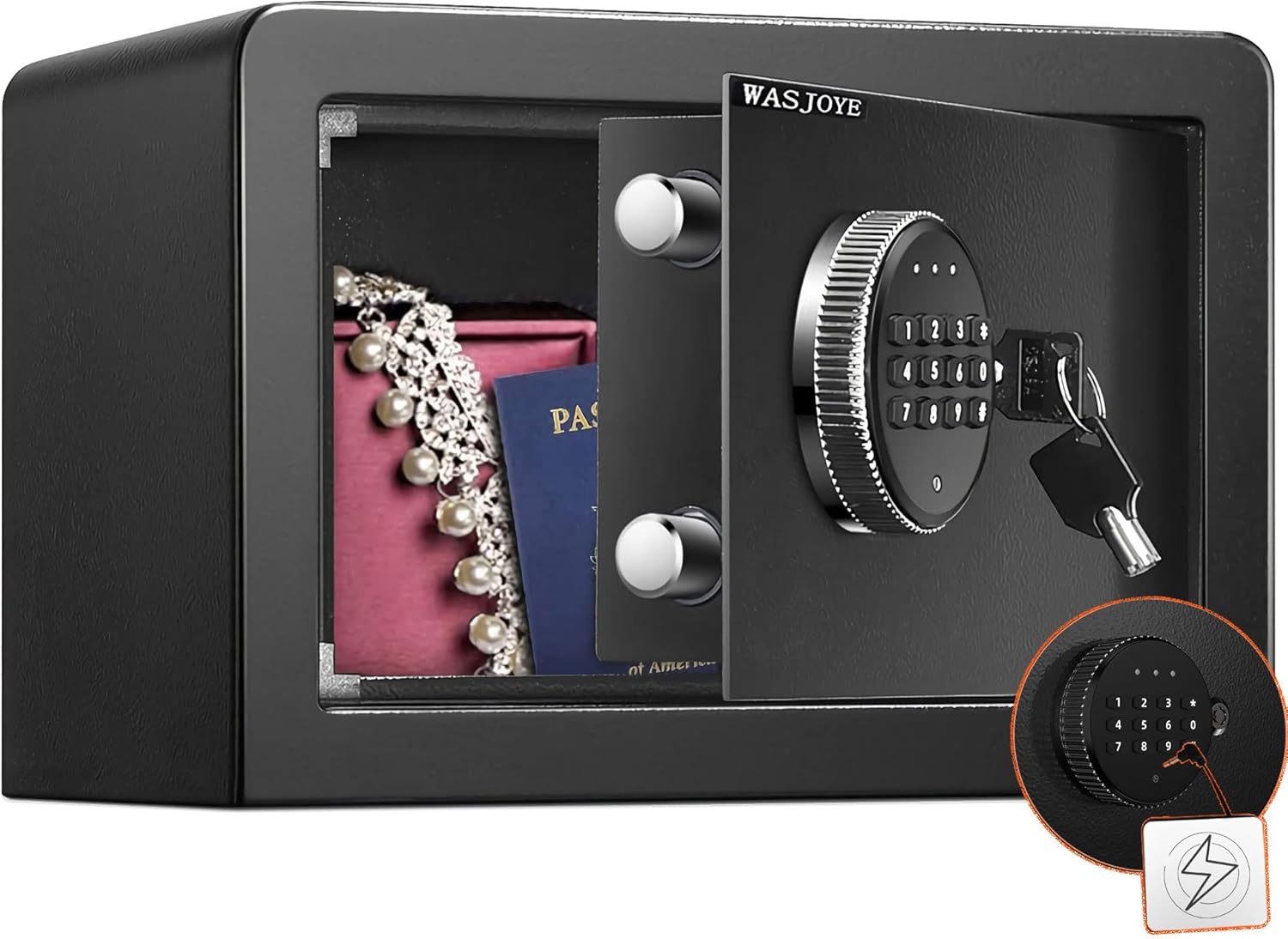 8.9L Security Safe Cash Box,WASJOYE Safe with Double Digital