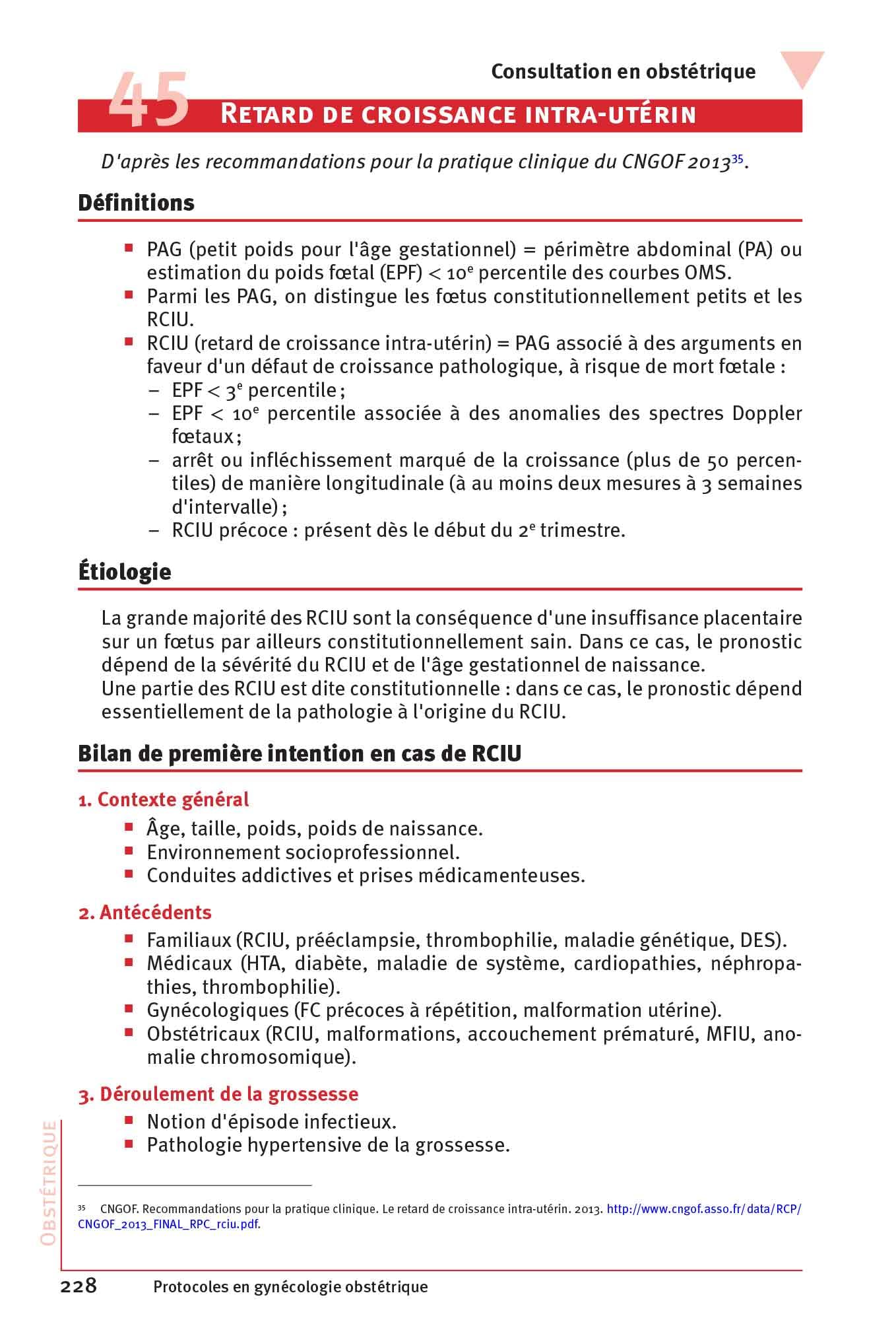 Protocoles en gynécologie obstétrique
