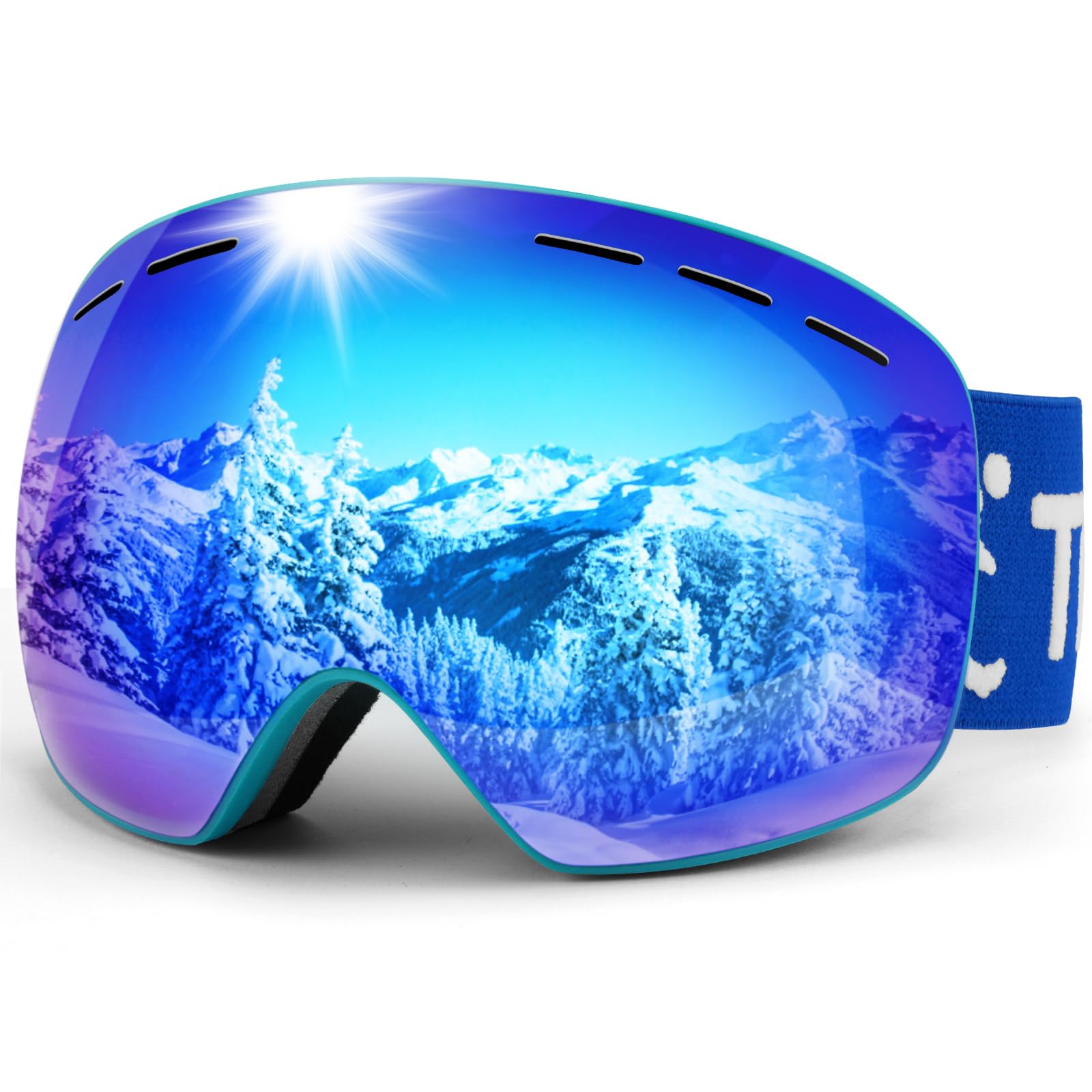 Trusiel Maschera Sci, Occhiali da Sci OTG, Anti Nebbia Anti-UV Maschera da Sci Donna Uomo, Occhiali da Sci Casco Compatibile per Sci Snowboard Sport Invernali