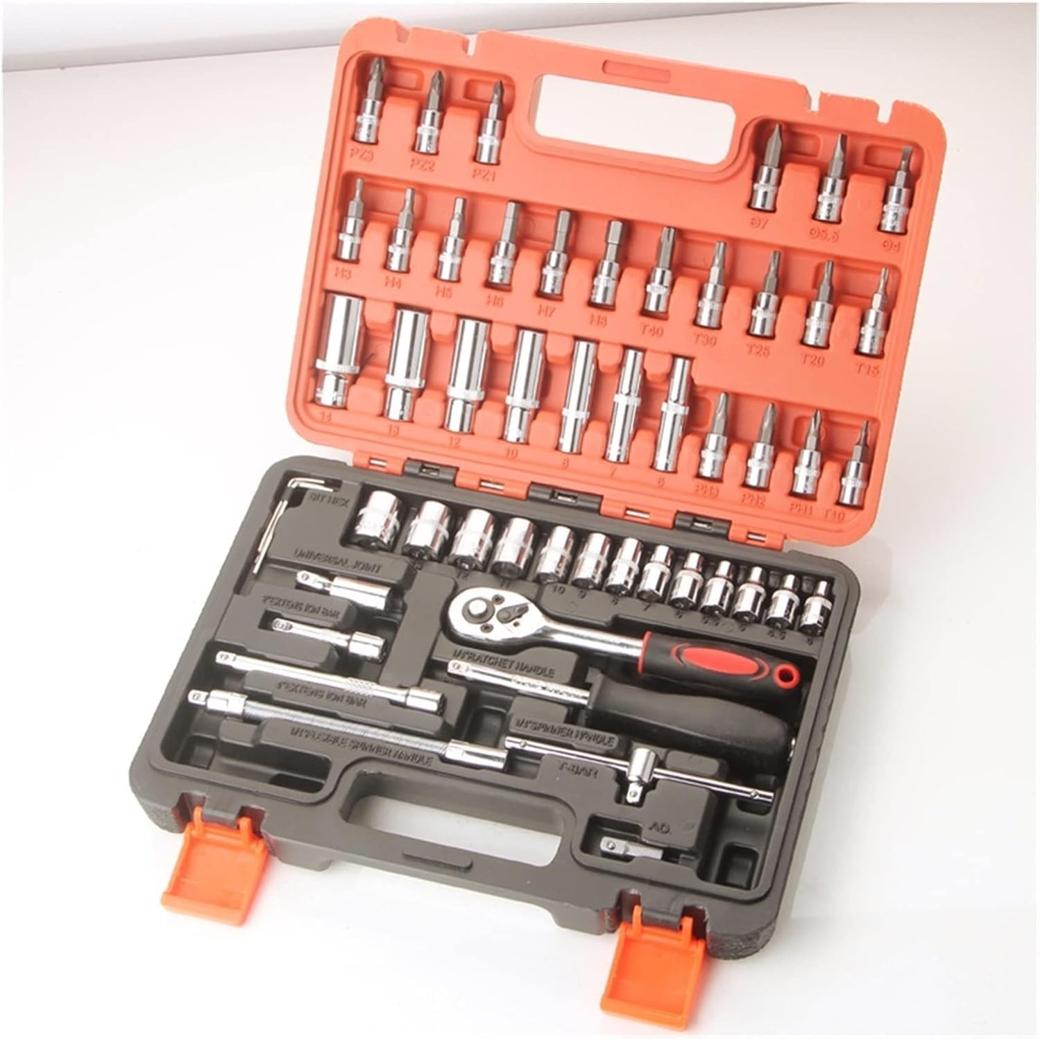 Caja Herramientas 53 Uds. Juego De Llaves De Tubo De Trinquete, Caja De Herramientas De Reparación De Herramientas De Coche, Herramientas Manuales Multifuncionales Caja De Herramientas Completa