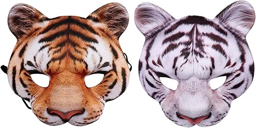 Miniatura 1 de Alodidae Máscara de tigre para Halloween, fiesta de máscaras, disfraz de cosplay, máscara de media cara