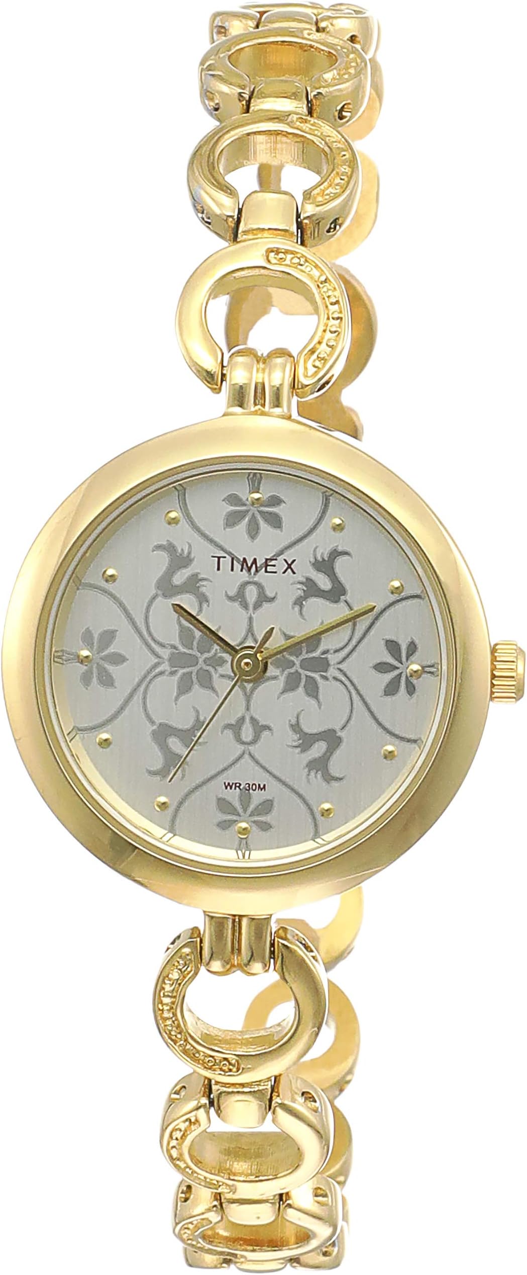 Classics Analog Watch for Women with Silver-Tone Round Dial & Gold Brass Bracelet Band Water Resistant Women's Wrist Watches - TWEL11413