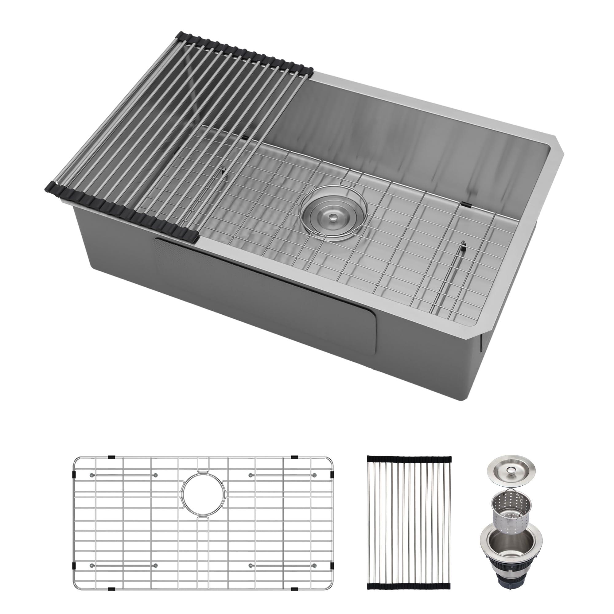 30 Kitchen Sink Undermount - GhomeG 30x18 Undermount Sink Deep Single Bowl 16 Guage Stainless Steel Under Counter Kitchen Sink Basin With R10 Round Corners