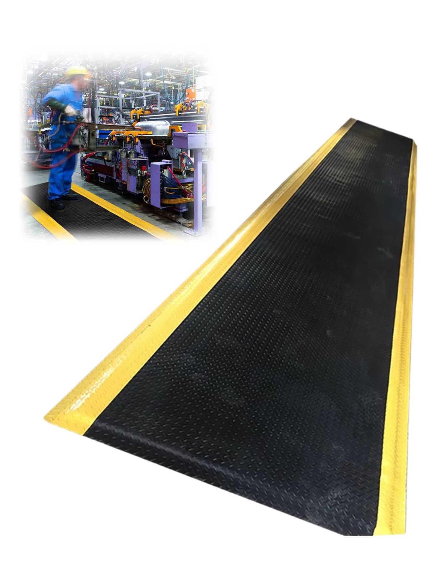 CAFIEDR Anti-Fatigue Floor Mat,Ergonomic Workplace Mat,Workshop Garage Flooring Industrial Sponge Standing Mat,Sponge Ergonomic Pad.Black+yellow-80x150cm
