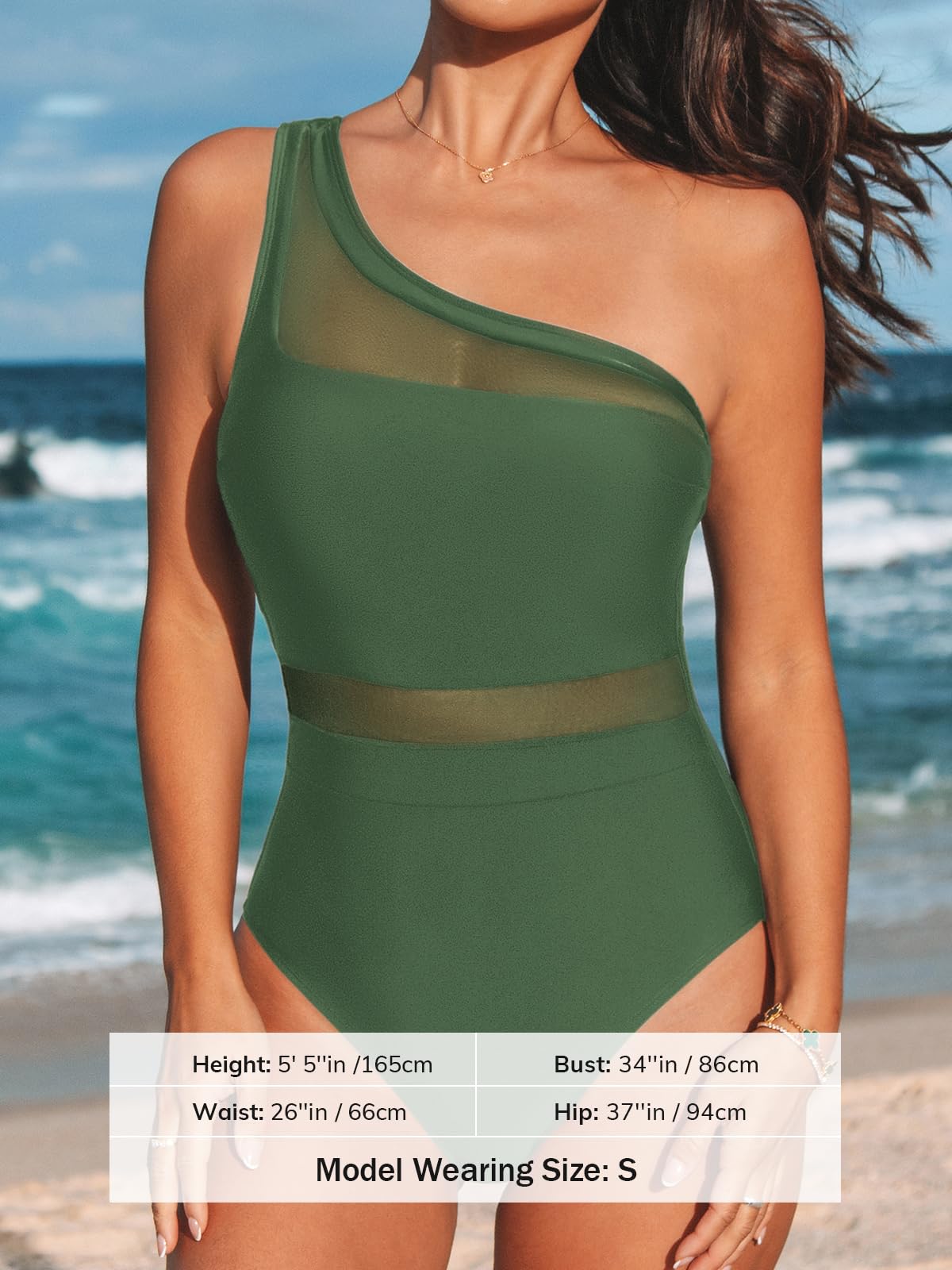 CUPSHE Costume da bagno intero da donna con collo asimmetrico e monospalla