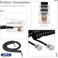 Vista 3 de Kanayu 20 Pack Black Phone Handset Cord 12ft Telephone Cord for Landline Coiled Phone Wire Bulk for Use with All Landline Telephone Line Replacement