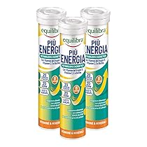 Equilibra Integratori Alimentari, Più Energia, Integratore per il Benessere Vitaminico, con Vitamine Gruppo B, Vitamina C, Vitamina E, Biotina, Gusto Agrumi, 3 Pezzi da 20 Compresse Effervescenti
