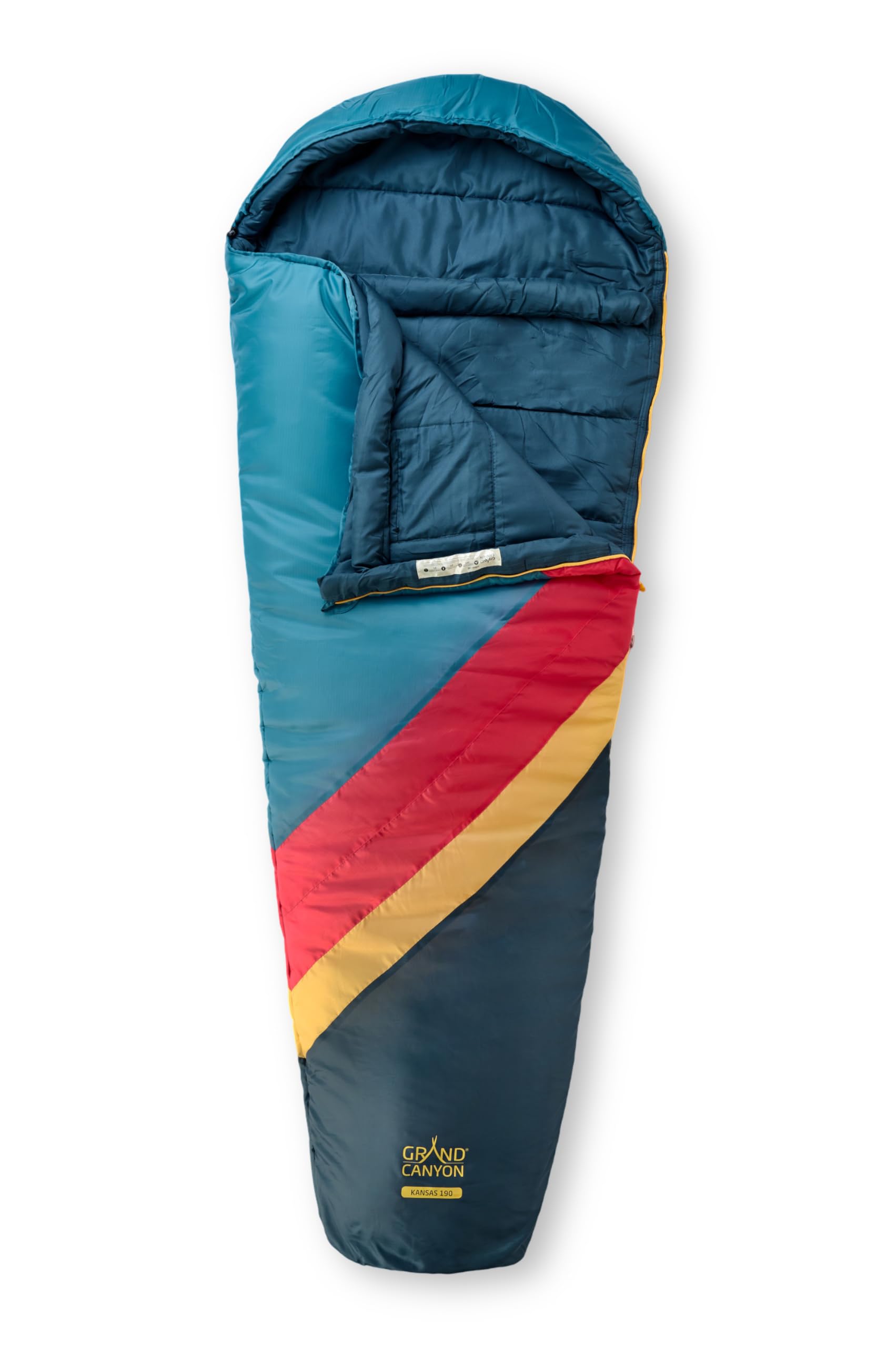 GRAND CANYON KANSAS 190 – Sac de Couchage 0 Degrés 3 Saisons – Camping Sac de Couchage Chaud – Complete Zip – 1690 g – 3 Couleurs