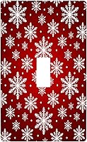 Vista 79 de Cubierta de interruptor de luz dúplex de 1 banda, cubierta decorativa de Navidad con copos de nieve rojos, placa frontal decorativa para cocina