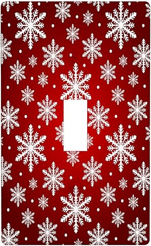 Miniatura 79 de Cubierta de interruptor de luz dúplex de 1 banda, cubierta decorativa de Navidad con copos de nieve rojos, placa frontal decorativa para cocina