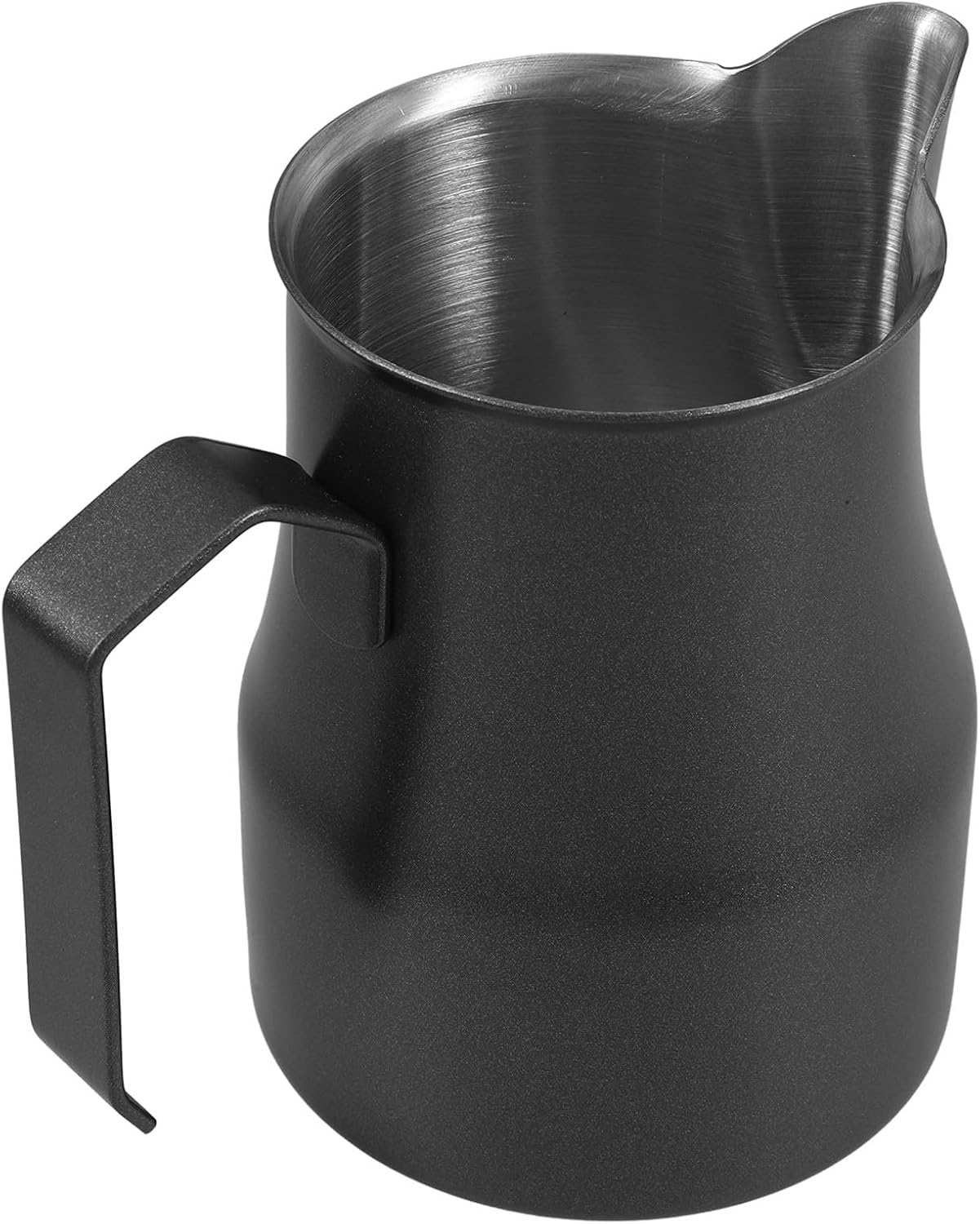 Milk Frothing Pitcher 480ml 304 Stainless Steel Espresso Steaming Pitcher with Spout Black Coffee Frother Cup for Latte Art and Espresso Machine Accessories
