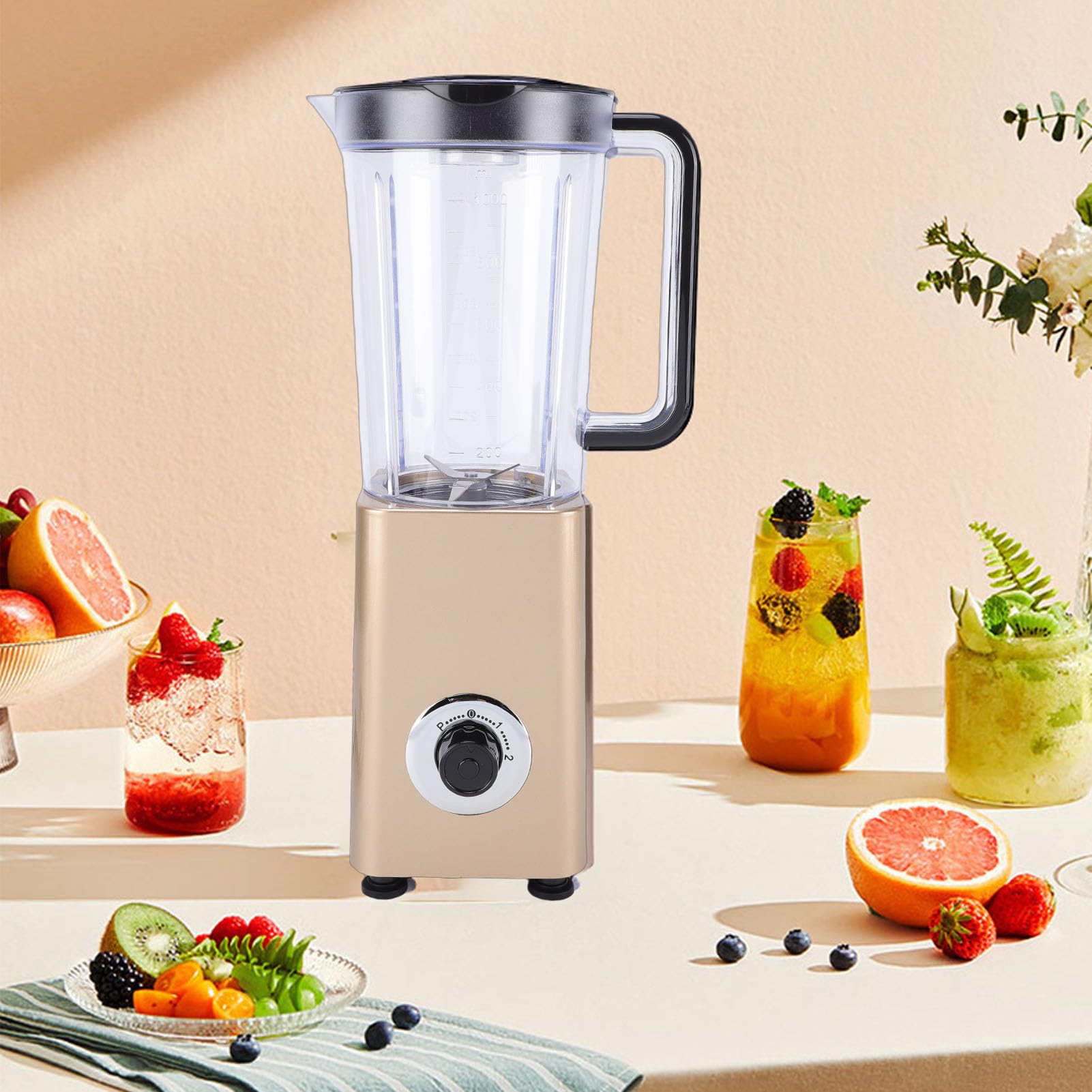 HEEPDD Blender Elektryczny, Blender Nablatowy z Pojemnikiem 1000 Ml, Idealny do Kuchni Rodzinnej i Małych mieszkań Elektryczny, Plastikowa Sokowirówka 300 W, Smoothie Nan Gospodarstwa Domowego