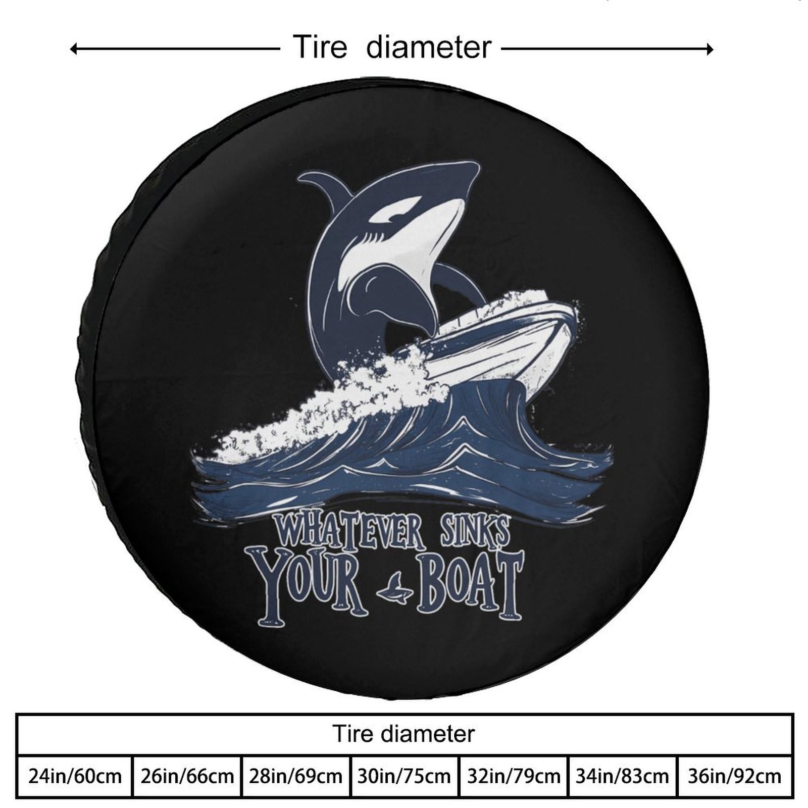 Killer Whale Whatever Sinks Your Boat Spare Tire Cover Oxford Waterproof Wheel Protectors Universal Car Accessories 30inch