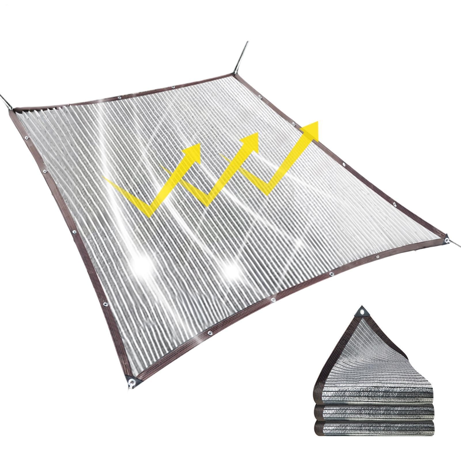 Toile d'ombrage jardin en film aluminium argenté réfléchissant pour bâche de protection extérieur