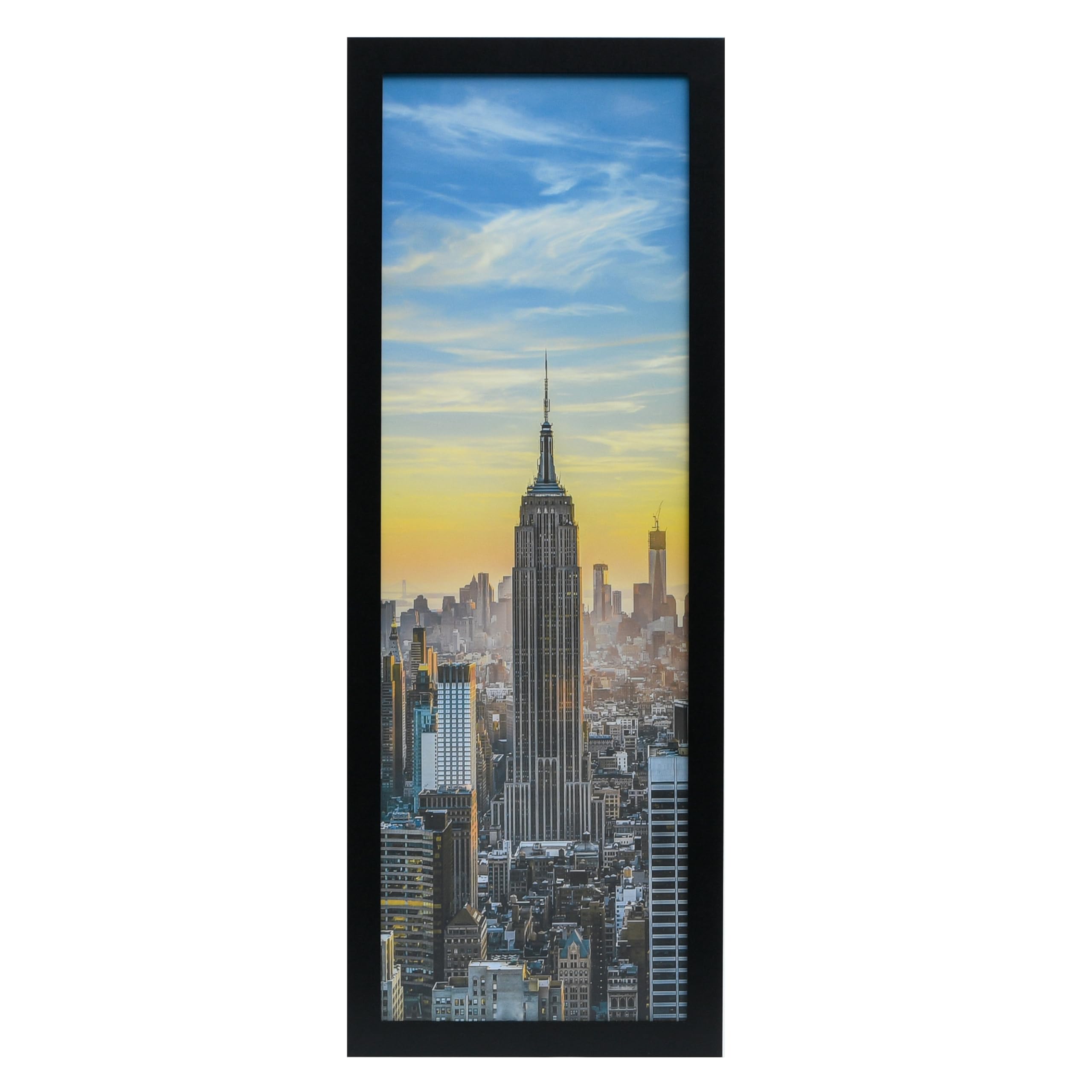 Frame Amo 9x27 Black Modern Picture or Poster Frame, 1 inch Wide Border, Smooth Wrap Finish, Acrylic Face