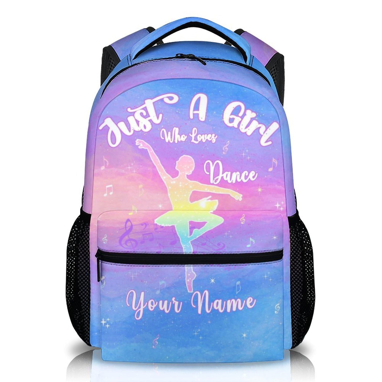 Custom Dance Backpacks for Girls - 17 Inch Personalized Kids Dance Backpack for Kindergarten Preschool Primary - Pink Durable Schoolbag for School