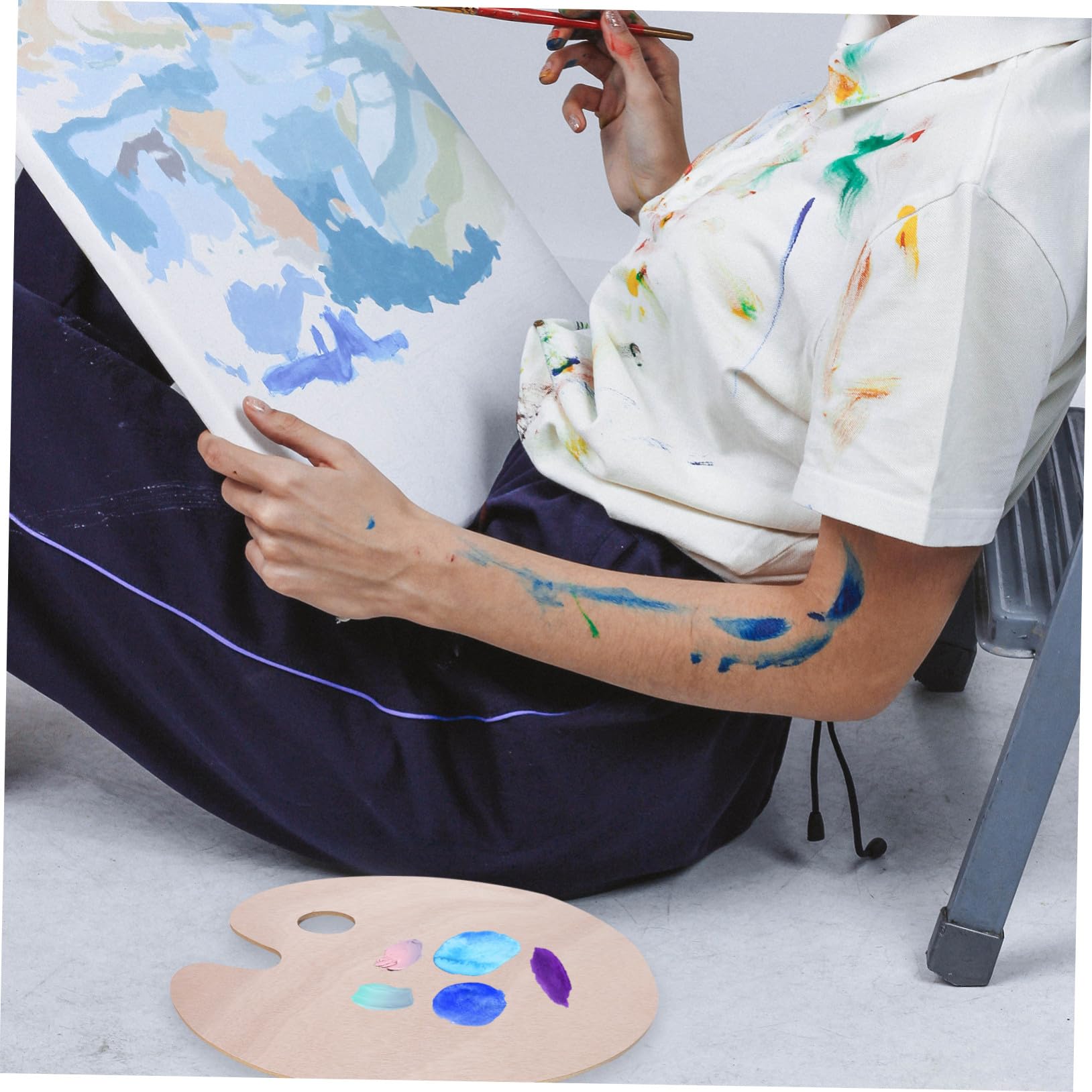 PLAFOPE 2 Pièces Palette de Peinture pour Artistes Plateaux à Pigments Ovales et Carrés Légère Réutilisable et Facile à Nettoyer pour Mélange de Couleurs