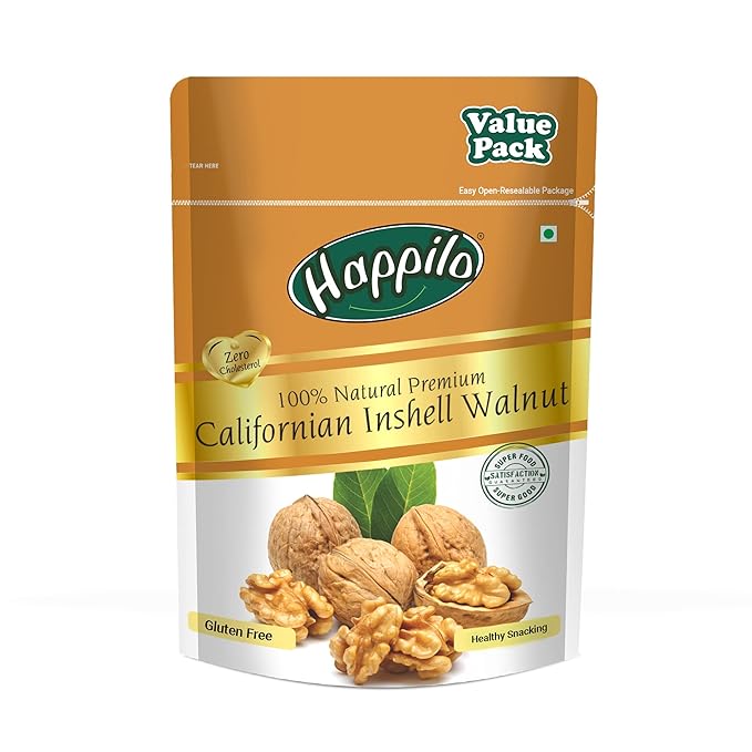 Happilo Premium 100% Natural Californian In Shell Walnut Kernels, 500g (Free Rupees 200 Bookmyshow Voucher)