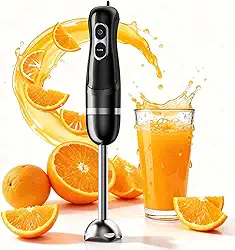 Liquidificador manual elétrico com cabo portátil com 2 velocidades de mistura e lâminas emulsificantes de aço inoxidável para misturar sopas, vitaminas, purês ou comida de bebê