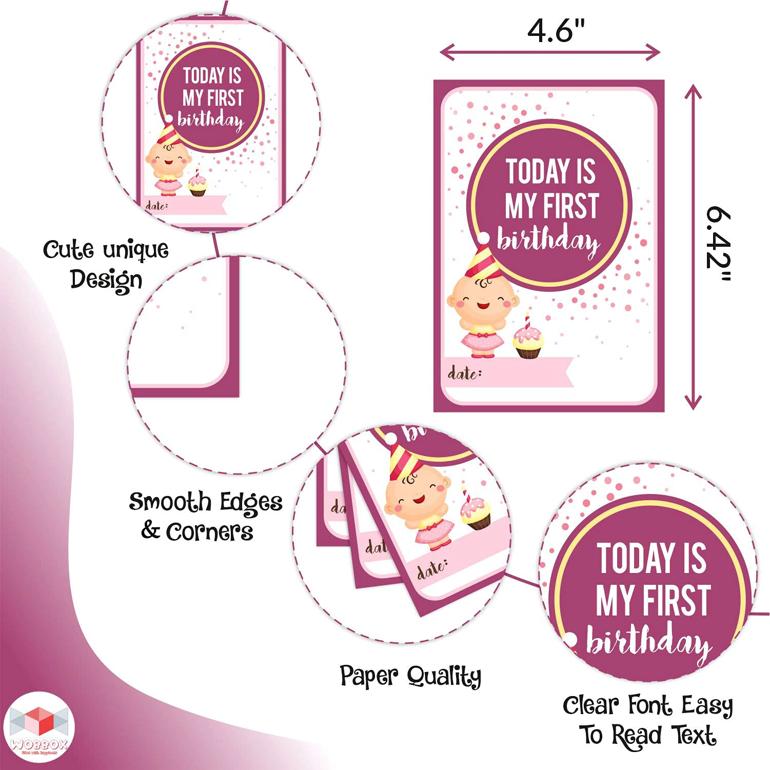 Wobbox Baby Monthly Milestone Card & WOBBOX Baby Monthly Milestone Cards, 35Pcs 4