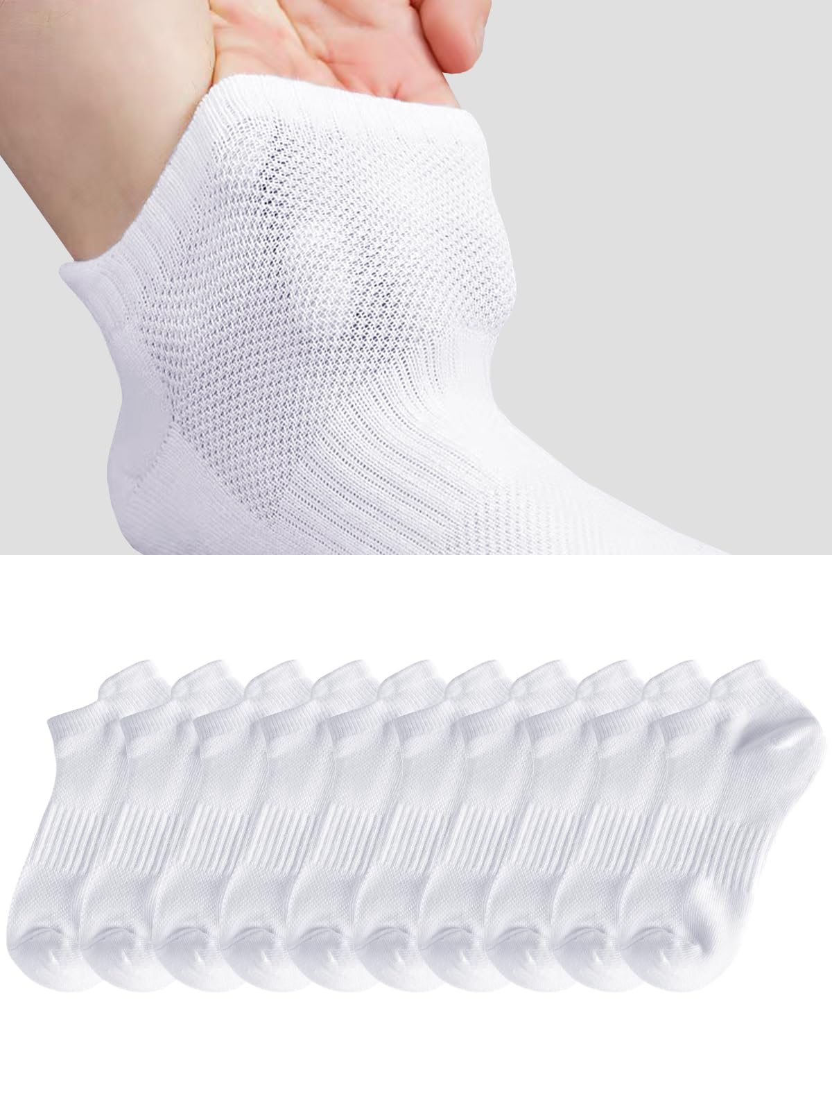 10 pares de calcetines para niños y niñas, calcetines atléticos de corte bajo, medio acolchado, de algodón, invisibles